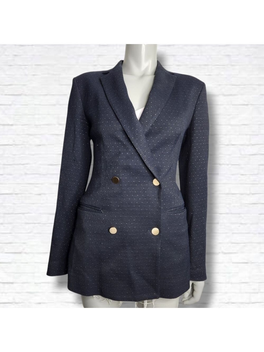 3.1 Philip Lim Double Breasted Gold Polka Dot Fitted Blazer Size XXS/XS